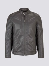 Bikerjacke mit Stehkragen aus Lederimitat - Männer - stone grey fake leather Bikerjacke mit Stehkragen aus Lederimitat - Männer - stone grey fake leather - 7 - TOM TAILOR