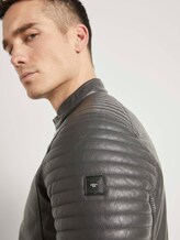 Bikerjacke mit Stehkragen aus Lederimitat - Männer - stone grey fake leather Bikerjacke mit Stehkragen aus Lederimitat - Männer - stone grey fake leather - 9 - TOM TAILOR