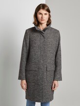Mantel aus Tweed mit Stehkragen - Frauen - black white structure twill Mantel aus Tweed mit Stehkragen - Frauen - black white structure twill - 1 - TOM TAILOR