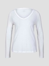 Langarmshirt mit V-Ausschnitt - Frauen - Whisper White Langarmshirt mit V-Ausschnitt - Frauen - Whisper White - 7 - TOM TAILOR