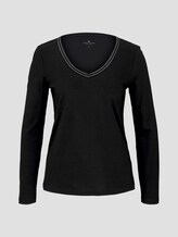 Langarmshirt mit V-Ausschnitt - Frauen - Deep Black Langarmshirt mit V-Ausschnitt - Frauen - Deep Black - 7 - TOM TAILOR