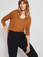 Langarmshirt mit V-Ausschnitt - Frauen - tawny brown Langarmshirt mit V-Ausschnitt - Frauen - tawny brown - 5 - TOM TAILOR