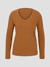 Langarmshirt mit V-Ausschnitt - Frauen - tawny brown Langarmshirt mit V-Ausschnitt - Frauen - tawny brown - 7 - TOM TAILOR