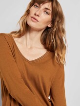 Langarmshirt mit V-Ausschnitt - Frauen - tawny brown Langarmshirt mit V-Ausschnitt - Frauen - tawny brown - 9 - TOM TAILOR