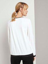 Shirt mit Rippbündchen im Materialmix - Frauen - Whisper White Shirt mit Rippbündchen im Materialmix - Frauen - Whisper White - 2 - TOM TAILOR
