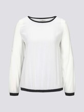 Shirt mit Rippbündchen im Materialmix - Frauen - Whisper White Shirt mit Rippbündchen im Materialmix - Frauen - Whisper White - 7 - TOM TAILOR