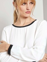 Shirt mit Rippbündchen im Materialmix - Frauen - Whisper White Shirt mit Rippbündchen im Materialmix - Frauen - Whisper White - 9 - TOM TAILOR
