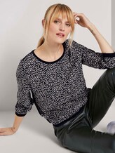 Shirt mit Rippbündchen im Materialmix - Frauen - black tree design Shirt mit Rippbündchen im Materialmix - Frauen - black tree design - 5 - TOM TAILOR