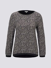 Shirt mit Rippbündchen im Materialmix - Frauen - black tree design Shirt mit Rippbündchen im Materialmix - Frauen - black tree design - 7 - TOM TAILOR
