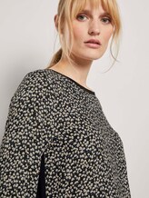 Shirt mit Rippbündchen im Materialmix - Frauen - black tree design Shirt mit Rippbündchen im Materialmix - Frauen - black tree design - 9 - TOM TAILOR