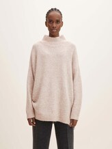 Langer Stehkragen Pullover - Frauen - cozy beige melange Langer Stehkragen Pullover - Frauen - cozy beige melange - 1 - TOM TAILOR Denim