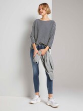 Gestreiftes Shirt mit Schleifendetail - Frauen - blue melange white stripe Gestreiftes Shirt mit Schleifendetail - Frauen - blue melange white stripe - 3 - TOM TAILOR Denim