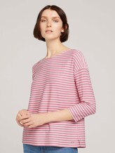 Gestreiftes Shirt mit Schleifendetail - Frauen - white rose mealnge stripe Gestreiftes Shirt mit Schleifendetail - Frauen - white rose mealnge stripe - 1 - TOM TAILOR Denim
