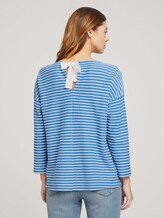Gestreiftes Shirt mit Schleifendetail - Frauen - mid blue melange white stripe Gestreiftes Shirt mit Schleifendetail - Frauen - mid blue melange white stripe - 2 - TOM TAILOR Denim