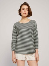 Gestreiftes Shirt mit Schleifendetail - Frauen - pine green melange stripe Gestreiftes Shirt mit Schleifendetail - Frauen - pine green melange stripe - 1 - TOM TAILOR Denim