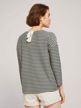 Gestreiftes Shirt mit Schleifendetail - Frauen - pine green melange stripe Gestreiftes Shirt mit Schleifendetail - Frauen - pine green melange stripe - 2 - TOM TAILOR Denim