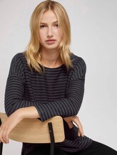 Gestreiftes Shirt mit Schleifendetail - Frauen - black structure stripe Gestreiftes Shirt mit Schleifendetail - Frauen - black structure stripe - 5 - TOM TAILOR Denim