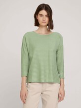 Gestreept shirt met strik detail - Vrouwen - green structure stripe Gestreept shirt met strik detail - Vrouwen - green structure stripe - 1 - TOM TAILOR Denim