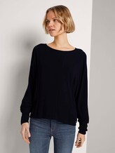 Jersey Langarmshirt mit Knopffetail - Frauen - Deep Black Jersey Langarmshirt mit Knopffetail - Frauen - Deep Black - 1 - TOM TAILOR Denim