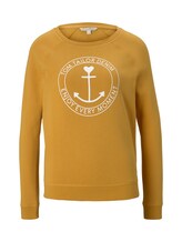 TOM TAILOR DENIM Damen Print Sweatshirt mit Raglan-Ärmeln, gelb, Gr.XL