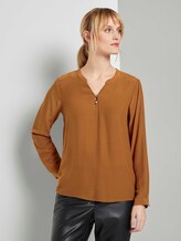 Basic Bluse mit Knopfdetails - Frauen - tawny brown Basic Bluse mit Knopfdetails - Frauen - tawny brown - 1 - TOM TAILOR