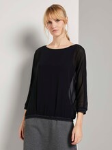 Chiffon Bluse mit Fledermausärmeln - Frauen - Deep Black Chiffon Bluse mit Fledermausärmeln - Frauen - Deep Black - 1 - TOM TAILOR