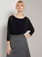 Chiffon Bluse mit Fledermausärmeln - Frauen - Deep Black Chiffon Bluse mit Fledermausärmeln - Frauen - Deep Black - 5 - TOM TAILOR