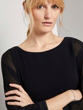 Chiffon Bluse mit Fledermausärmeln - Frauen - Deep Black Chiffon Bluse mit Fledermausärmeln - Frauen - Deep Black - 9 - TOM TAILOR