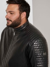 Bikerjacke mit Stehkragen aus Lederimitat - Männer - Black Bikerjacke mit Stehkragen aus Lederimitat - Männer - Black - 10 - Men Plus