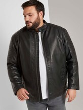 Bikerjacke mit Stehkragen aus Lederimitat - Männer - Black Bikerjacke mit Stehkragen aus Lederimitat - Männer - Black - 5 - Men Plus