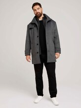 Mantel mit Steppjacken-Einsatz - Männer - Mid Grey Wool Jacket Structure Mantel mit Steppjacken-Einsatz - Männer - Mid Grey Wool Jacket Structure - 3 - Men Plus