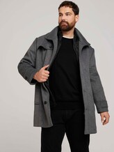 Mantel mit Steppjacken-Einsatz - Männer - Mid Grey Wool Jacket Structure Mantel mit Steppjacken-Einsatz - Männer - Mid Grey Wool Jacket Structure - 5 - Men Plus