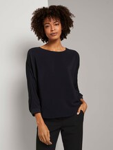 Lockere Bluse mit Rippbündchen - Frauen - Deep Black Lockere Bluse mit Rippbündchen - Frauen - Deep Black - 1 - Mine to five