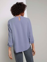 Lockere Bluse mit Rippbündchen - Frauen - fern blue Lockere Bluse mit Rippbündchen - Frauen - fern blue - 2 - Mine to five
