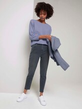 Lockere Bluse mit Rippbündchen - Frauen - fern blue Lockere Bluse mit Rippbündchen - Frauen - fern blue - 3 - Mine to five