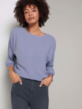 Lockere Bluse mit Rippbündchen - Frauen - fern blue Lockere Bluse mit Rippbündchen - Frauen - fern blue - 5 - Mine to five
