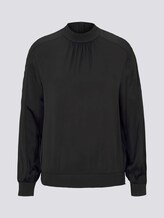 Satin Bluse mit Rippbündchen - Frauen - Deep Black Satin Bluse mit Rippbündchen - Frauen - Deep Black - 7 - Mine to five
