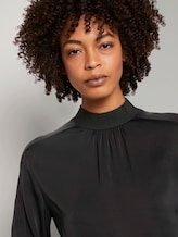 Satin Bluse mit Rippbündchen - Frauen - Deep Black Satin Bluse mit Rippbündchen - Frauen - Deep Black - 9 - Mine to five
