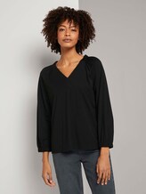 Blusenshirt mit elastischem Ärmelbund - Frauen - Deep Black Blusenshirt mit elastischem Ärmelbund - Frauen - Deep Black - 1 - Mine to five