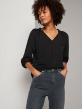 Blusenshirt mit elastischem Ärmelbund - Frauen - Deep Black Blusenshirt mit elastischem Ärmelbund - Frauen - Deep Black - 5 - Mine to five