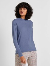 Feiner Strickpullover mit Stehkragen - Frauen - fern blue melange Feiner Strickpullover mit Stehkragen - Frauen - fern blue melange - 1 - Mine to five