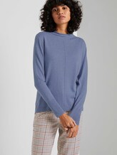 Feiner Strickpullover mit Stehkragen - Frauen - fern blue melange Feiner Strickpullover mit Stehkragen - Frauen - fern blue melange - 5 - Mine to five