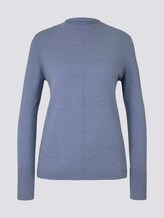 Feiner Strickpullover mit Stehkragen - Frauen - fern blue melange Feiner Strickpullover mit Stehkragen - Frauen - fern blue melange - 7 - Mine to five