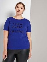 T-Shirt mit Pailletten-Applikation - Frauen - crest blue T-Shirt mit Pailletten-Applikation - Frauen - crest blue - 1 - My True Me