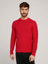 Strickpullover mit Struktur - Männer - Powerful Red Strickpullover mit Struktur - Männer - Powerful Red - 1 - TOM TAILOR