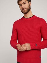 Strickpullover mit Struktur - Männer - Powerful Red Strickpullover mit Struktur - Männer - Powerful Red - 5 - TOM TAILOR
