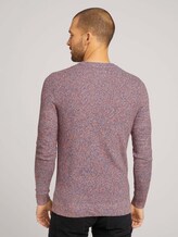 Basic Strickpullover mit Bio-Baumwolle - Männer - blue orange white mouline Basic Strickpullover mit Bio-Baumwolle - Männer - blue orange white mouline - 2 - TOM TAILOR