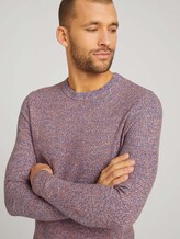 Basic Strickpullover mit Bio-Baumwolle - Männer - blue orange white mouline Basic Strickpullover mit Bio-Baumwolle - Männer - blue orange white mouline - 9 - TOM TAILOR