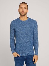 Basic Strickpullover mit Bio-Baumwolle - Männer - navy blue white mouline Basic Strickpullover mit Bio-Baumwolle - Männer - navy blue white mouline - 1 - TOM TAILOR