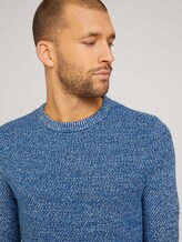 Basic Strickpullover mit Bio-Baumwolle - Männer - navy blue white mouline Basic Strickpullover mit Bio-Baumwolle - Männer - navy blue white mouline - 9 - TOM TAILOR